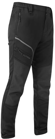 KUTOOK Pantalones de Invierno Trabajo Hombre Nieve Outdoor Pantalon de Senderismo Terrking Hombres con Forro Polar y 5 Bolsillos termicas Negro M