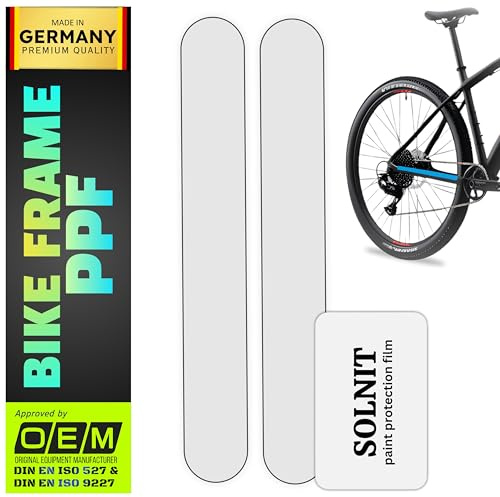 SOLNIT Pellicola protettiva autoadesiva per telaio della bicicletta, antigraffio, impermeabile, rimovibile senza residui, universale, tagliabile, per mountain bike, bici da corsa (trasparente, 4 pezzi