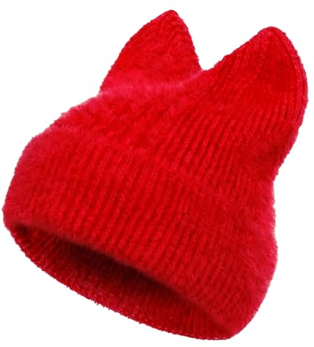 AWSOLAR Mütze mit Katzenohren, Winter Mütze mit Ohren für Damen und Mädchen