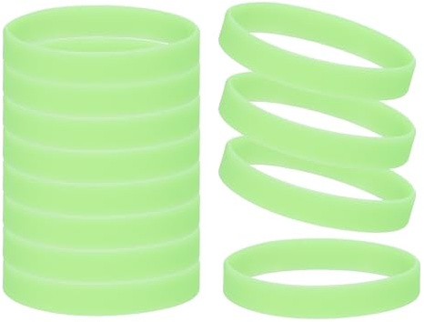YELARXI Rubber Bracelets, Glow in the Dark Silicone Bracelets Wristbands for Adults Glow Wrist Band 12 Pcs & Green-Fitting for (Glow Party/Sport/Teen Games/Team Favors)