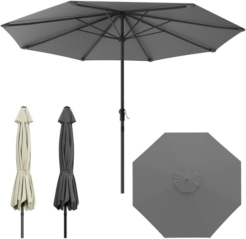 Huracan Sonnenschirm Groß 350cm, Gartenschirm Strandschirm Windfest Wasserdicht, UV Schutz Balkonschirm mit Kurbel, Knickbar Marktschirm Terrassenschirm ohne Ständer für Pool Festivals, Anthrazit