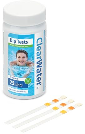 Clearwater Hot Tub, Pool and Spa Test Strips x 25-3 in 1 - Measures Chlorine, PH and Total Alkalinity