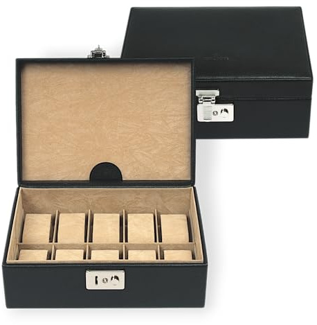 Windrose Beluga Uhrenkoffer 24,5 cm Leder, Schwarz, Einheitsgröße