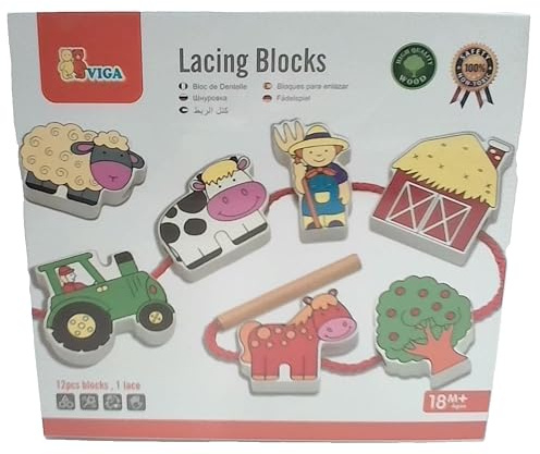 Viga Toys - Fädelspiel - Bauernhof