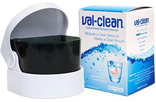 Val-Clean Sachets & Sonic Cleaner - 12 Sachets 1 Years Supply Valplast Flexible Denture Cleaner (Batteries NOT Included)