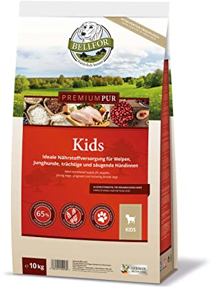 Bellfor Premium PUR Kids Glutenfreies Trockenfutter für Welpen, Monoprotein Welpenfutter mit Huhn, für Junghunde, trächtige und säugende Hündinnen 10 kg