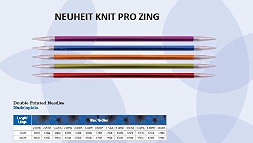 NEUHEIT Knit Pro Nadelspiel 15 cm, ZING, aus Aluminium, versch. Nadelstärken (NS 2.25)