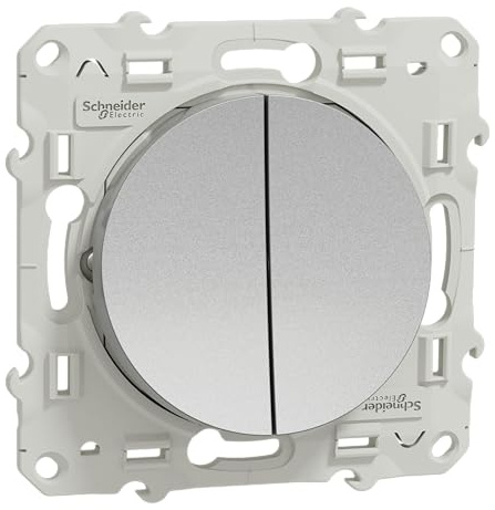 Schneider Electric S530214 - Interruptor doble (230 V, aluminio)
