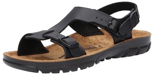 BIRKENSTOCK Classic Saragossa Birko-Flor, Damen Knöchelriemchen Sandalen mit Keilabsatz, Schwarz (Schwarz), 39 EU
