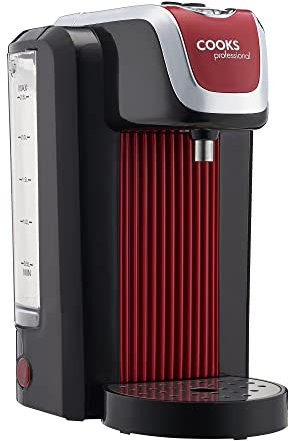 Cooks Professional Instant Hot Water Dispenser 2600W with 2.5L Capacity & Drip Tray | Energy Efficient Boiling Kettle Kitchen Dispensers for Hot Drinks, Tea & Coffee Making | Black/Red