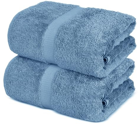 Towel Bazaar Premium Turkish Cotton Super Soft and Absorbent Towels (2-Piece Bath Sheet Towel, Wedgwood), 35 x 70