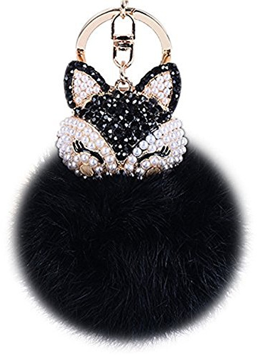 Damen Künstlichen Kaninchenfell Pom Pom Ball Fell Pelz Bommel Schlüsselanhänger Taschenanhänger Schlüssel Taschen Fellanhänger Pelz-Anhänger für Telefon Handtaschen Auto