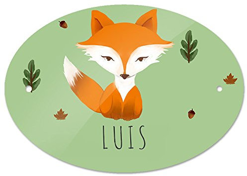 Eurofoto Türschild mit Namen Luis und Fuchs-Motiv für Jungen | Kinderzimmer-Schild