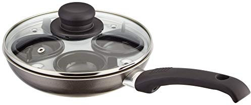 Judge Non-Stick Egg Poacher Pan, 20cm, 4 Egg Poacher Cups, Frying Pan Base & Glass Lid- Dishwasher Safe