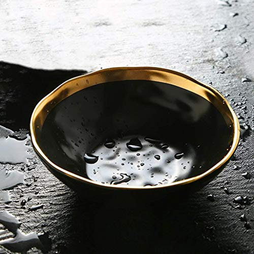 MKKSLR Ciotola in Ceramica Nero Opaco Phnom Penh Articoli per la tavola creativi Ciotola di Riso Scodella per Uso Domestico Insalatiera per zuppa di personalità, Diametro 21,5 cm