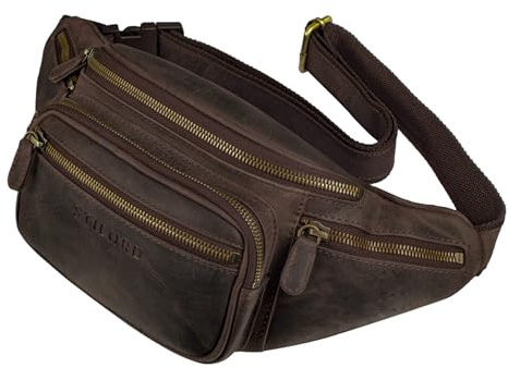 STILORD große Leder-Bauchtasche Cognac - Vintage Gürteltasche für Herren, Damen & Kinder - Retro Hüfttasche für Jogging, Festival, Urlaub Caspar
