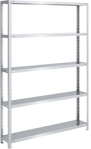 eurokraft | Lager-Schraubregal | verzinkt | mittelschwer | Regalhöhe 2000 mm | Bodenbreite 1300 mm | Tiefe 300 mm | Grundregal