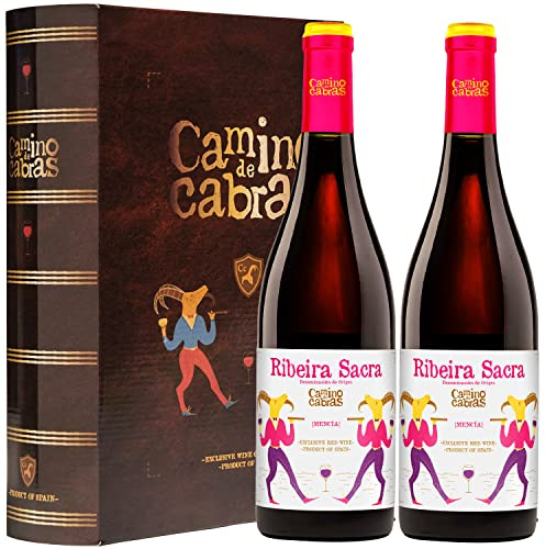 Estuche Vino para Regalar Tinto Mencia Ribeira Sacra | Vino Regalo Gourmet | Red Wine | Vinos Buenos Para Regalar | 2 Botellas x 750 ml CAMINO DE CABRAS