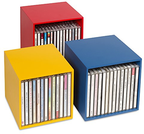 cubix CD-Aufbewahrungsboxen, color, CD-Aufbewahrungs-Boxen aus Holz. 3 CD-Boxen für bis zu 40 CDs.