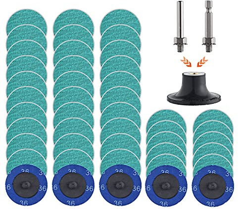 Tshya Dischi abrasivi a cambio rapido, 40 pezzi, grana 36, 5,1 cm, dischi abrasivi rivestiti in zirconia verde, per la preparazione delle superfici, 01397 (grana verde 36)