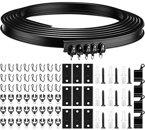 3 Metri Binario Curvo per Tende a Soffitto Pieghevole Supporto per Tenda da Soffitto Flessibile Binario Curvo per Finestre Morbide per Binario con Sistema di Tende a Binario (Nero)