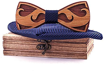 PSZYQF Noeud Papillon Bois 2pcs Noeud Papillon Carrés de Poche Set Fait Main pour Hommes pour Cadeau, Réception, Mariage (C5, 2Pcs)