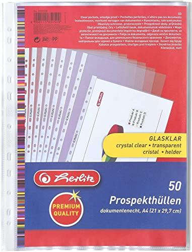 Herlitz 5850508 Prospekthülle Premium, A4 glasklar (A4, 100er Premium)