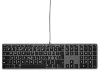LMP – Tastiera USB Svizzera (QWERTZ) a Caratteri Grandi con tastierino numerico – Copertura superiore in alluminio e 2 porte USB-A – Compatibile con Mac (Space Gray)