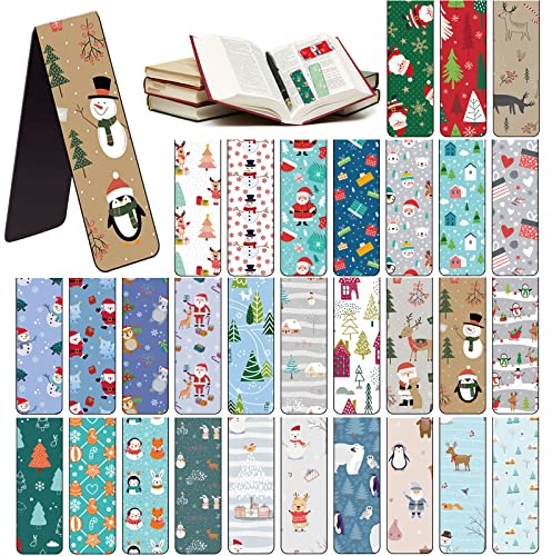 30Stück Magnetlesezeichen, Weihnachten Magnetische Lesezeichen, Magnetic Markings, Magnetische Seiten Markierungen, Lesezeichen Bunt für Weihnachtsgeschenk (A)
