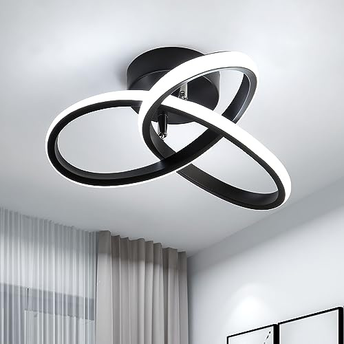 Comely LED Deckenleuchte Moderne 22W 2500LM Deckenlampe Schwarz Kalt 6500K | Creative Flower Form Schwarze Kronleuchter für Wohnzimmer Schlafzimmer Flur Küche