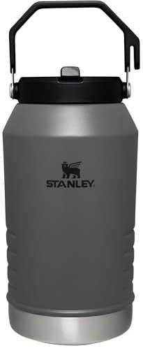 Stanley IceFlow Stainless Steel Water Jug with Straw, Vacuum Insulated Water Bottle for Home and Office, Reusable Tumbler with Straw Leak Resistant Flip, Charcoal, 96OZ