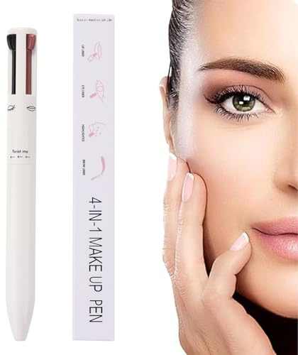 Lápiz de Maquillaje 4 en 1, Lápiz Cosmético 4 en 1, Bolígrafo de Maquillaje, Lápiz de Belleza de Maquillaje, Delineador de Oj os, Delineador de Cejas,Delineador de Labios y Rotulador Iluminador, Blanc