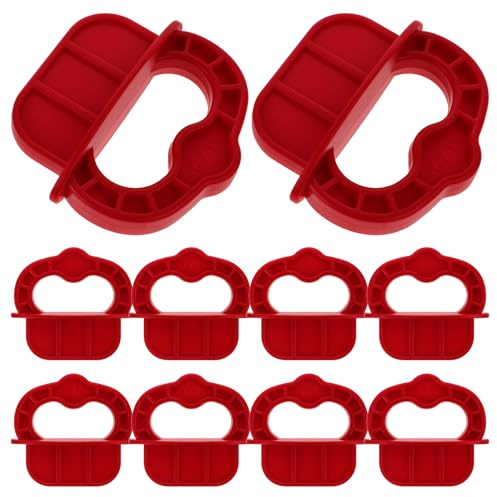 Angoily 12Pcs 1/4 Inch Decking Board Spacer Rings Red Mezzanine Spacer Tool for Wooden Deck Gap Alignment DIY Hardware