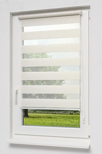 LYSEL Qualitätsdoppelrollo mit Klemmträgern (B x H) 110cm x 150cm in beige/leinen, zum Klemmen und Schrauben