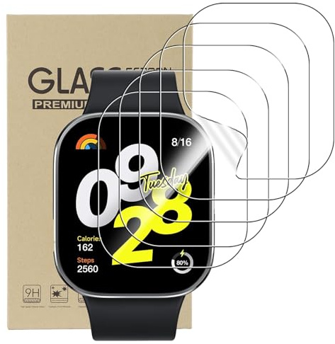 CONAPIKA 5 Piezas Protector de Pantalla para Redmi Watch 4, TPU Película de Hidrogel Flexible, HD Cobertura Completa Anti-Scratch, Sin Burbujas Película Protectora