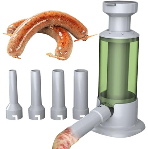 Dranng Hand-Operated Sausage Maker | Vertical Reusable Easy Fast F-illing Sausage Makers, PP Food-Grade Sausage Stuffer, Kitchen Homemade Sausage Machine with 4 Tubes