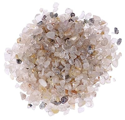 VANZACK 2 Packungen Aquarium Kristallsteine getrommelte Edelsteine ​​Felsen zerkleinerte Edelsteine gestürzte Steine Wohnkultur gestürzter Kies Aquarienkristallsteine Weißer Kristall Achat