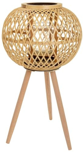 WANDERLUST DECO Windlicht aus Bambus, Braun