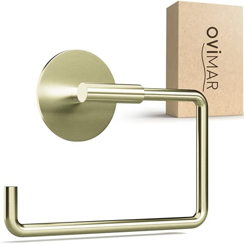 Portarrollos de Papel higiénico Farstadsanden sin taladrar Oro | Acero Inoxidable Autoadhesivo | Portarrollos sin Tapa | Portarrollos con Mate suavizante para Pegar | Soporte de Papel higiénico