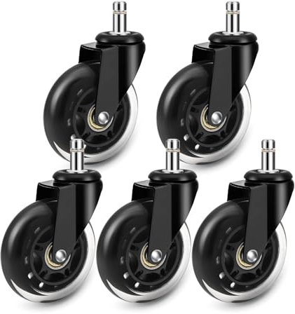 MJINA 5 Stück Bürostuhl-Lenkräder, 7,6 cm, drehbar, Gummi-Lenkräder, Ersatz, weiche, sichere Rollen, Möbel-Hardware(10mm)
