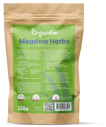 Wiesenkräutermischung Für Die Pferdeweide - 250g = 3000m2 | Verbessert Die Verdauung Und Vitalität - Steigert Die Natürliche Widerstandskraft - Organifer