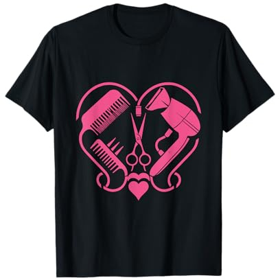 Ciseaux de coiffeur séchoir en forme de cœur T-Shirt