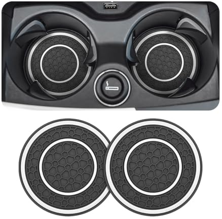 JNNJ 2 Pièces Dessous De Verre Universels pour Les Porte-Gobelets, Tapis De Tasse en Nid d'abeille pour L'intérieur du Véhicule, Verre d'eau Voiture Tapis D'insertion en Nid d'abeille(Blanc+Noir)