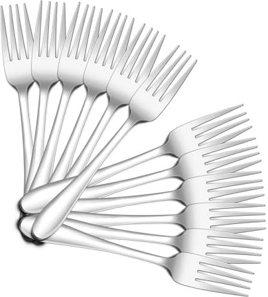 HaWare Large Stainless Steel Dinner Table Fork for Home, Kitchen, Restaurant, Mirror Polished& Dishwasher Safe (12Pcs, 20cm)