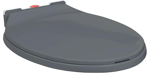 Homgoday Tapa WC, Asiento de Inodoro de Repuesto Tapa y Asiento de váter con Cierre Suave Ovalada con Liberación Rápida para una Fácil Limpieza Diámetro del Orificio de Montaje: 15 mm Gris