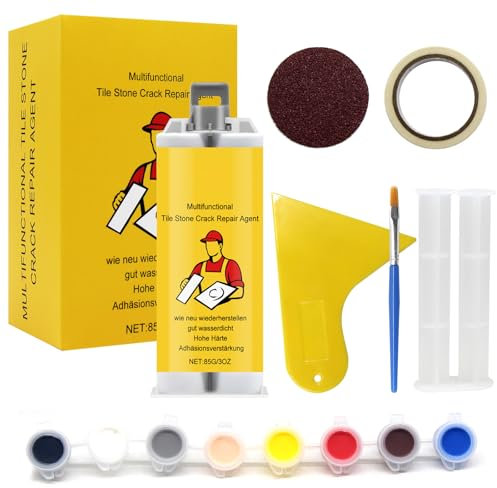 HASAIKA® Kit Riparazione Piastrelle, Kit di riparazione vasca da bagno, kit di riparazione per piastrelle Per la riparazione di scheggiature, ammaccature, crepe, fori, graffi, 85 g