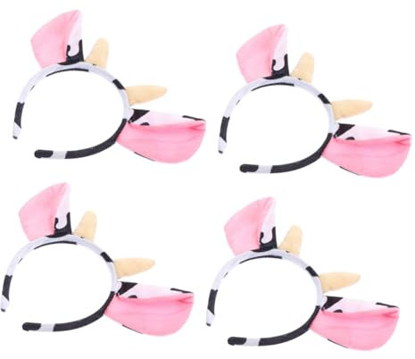 OATIPHO 4stücke Cartoon-kuh Stirnbänder Für Junge Mädchen Ohr-stirnband Tier-cartoon-stirnband Party-cosplay-kopfschmuck