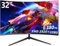 CRUA Gaming Monitor 32 Zoll 180Hz,165Hz 1K,1500R Rahmenloses Curved Monitor, PC Monitor Bildschirm 99% sRGB, 1ms GTG mit FreeSync, geringes blaues Licht, VESA-Montage (HDMI,DP)