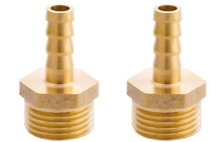 2 Conectores de Manguera de latón, Rosca Macho de G1/2 a 8 mm, acoplador de Manguera de púas, Adaptador de tubería de Gas de conexión rápida para el hogar y el jardín