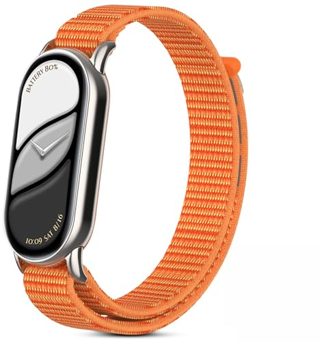 Xisair 1 flätad rem + 1 silikonrem kompatibel med Xiaomi MiBand 9 och Xiaomi MiBand 8 Lätt, ventilerande och minimalistiskt nylonarmband för Xiaomi Band 9, Xiaomi Band 8, Nylon Silikon